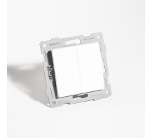 Переключатель двухклавишный, 10А, 220-250V (белый)  201104  SPL