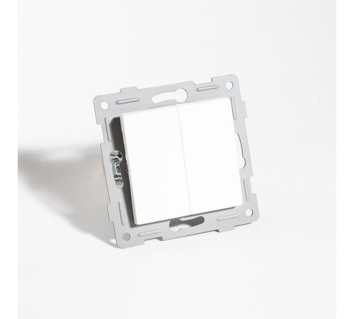 Переключатель двухклавишный, 10А, 220-250V (белый)  201104  SPL