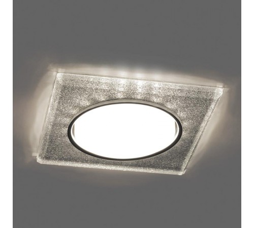 Светильник встраиваемый с белой LED подсветкой CD4040 потолочный GX53 без лампы, серебро, хром  40517  Feron
