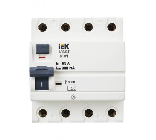 Выключатель дифференциальный (УЗО) R10N 4P 63А 300мА тип A ARMAT  AR-R10N-4-063A300  IEK