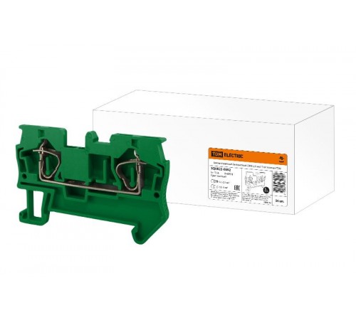 Зажим клеммный безвинтовой (ЗКБ) 2,5 мм2 31А зеленый  SQ0822-0092  TDM