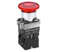 Кнопка управления "Грибок" 40мм самовозв. NP2-BW4462 подсветкой красная 1НЗ, IP40 (R)  575782  CHINT