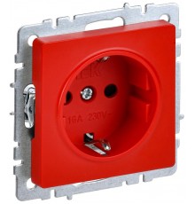 BRITE Розетка 1-местная с заземлением с защитными шторками 16А РС14-1-0-БрК красный  BR-R14-16-K04  IEK