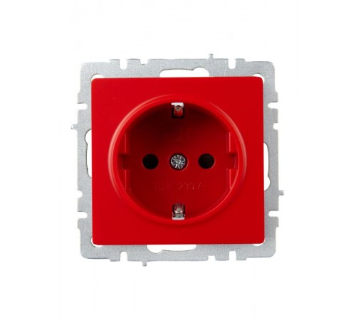 BRITE Розетка 1-местная с заземлением с защитными шторками 16А РС14-1-0-БрК красный  BR-R14-16-K04  IEK