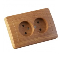 Розетка скрытой установки, двухместная, цвет дуб  РС16-341-05  HEGEL