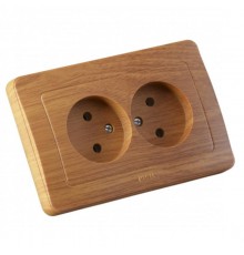 Розетка скрытой установки, двухместная, со шторками, цвет сосна  РС16-342-05  HEGEL