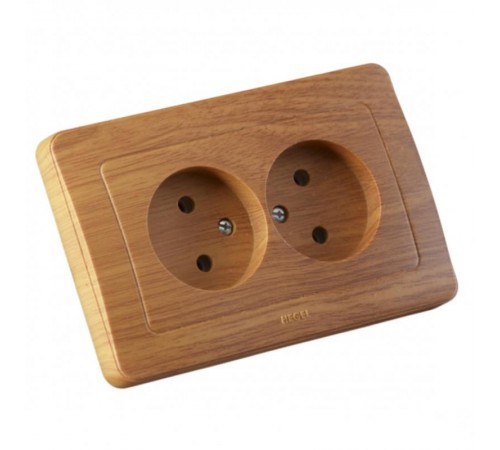 Розетка скрытой установки, двухместная, цвет дуб  РС16-341-05  HEGEL