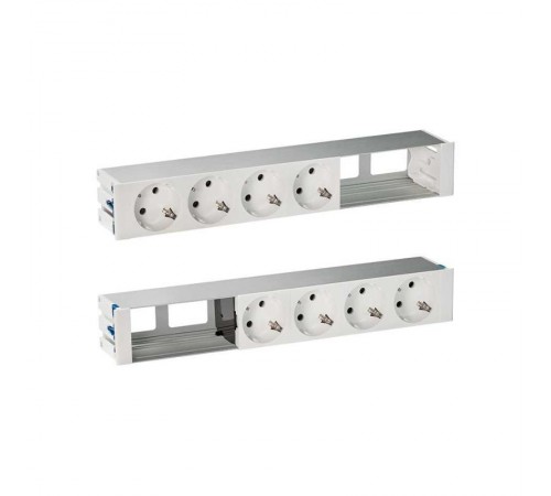 Simon S400 Двухсторонний Врезной розеточный блок с крышкой, ввод щетка, 8x2P+E, 4 пустых модуля, черный, S400  46604000-138  Simon