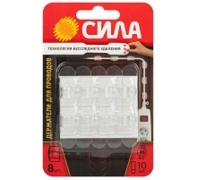 Держатель СИЛА SHС-D10-T8 для проводов с технологией бесследного удаления 8 шт 10 полосок до 500 г прозрачные   Б0063946  СИЛА