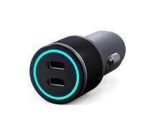Автомобильное зарядное устройство c двумя портами (USB-C + USB-С) c LED-подсветкой, 75Вт  18-2232-5  REXANT