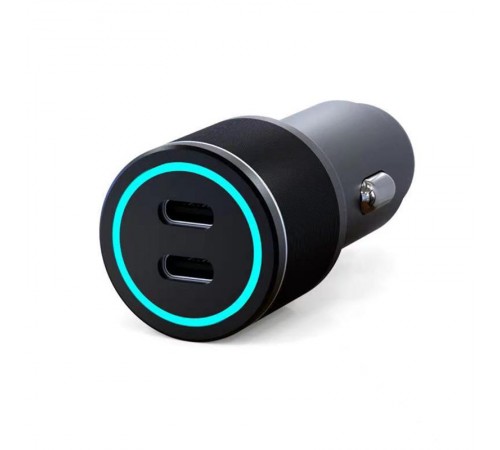 Автомобильное зарядное устройство c двумя портами (USB-C + USB-С) c LED-подсветкой, 75Вт  18-2232-5  REXANT