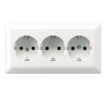 Штепсельная розетка SCHUKO 16A 250V~ тройная, полная плата; белая  AS523WW  Jung