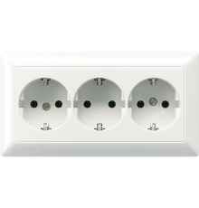 Штепсельная розетка SCHUKO 16A 250V~ тройная, полная плата; белая  AS523WW  Jung