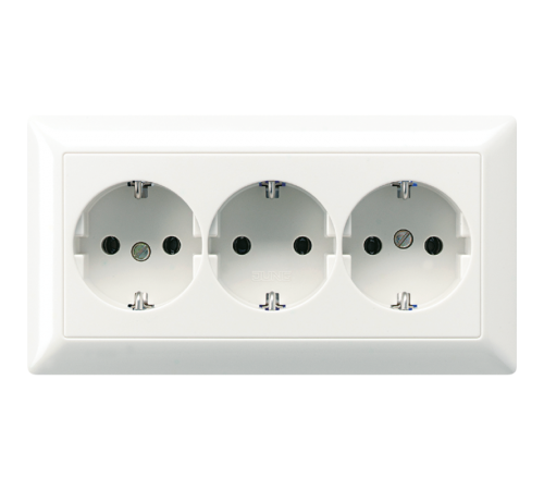 Штепсельная розетка SCHUKO 16A 250V~ тройная, полная плата; белая  AS523WW  Jung