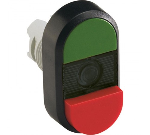 Кнопка двойная MPD14-11B (зеленая/красная-выступающая) непрозрач ная черная линза с текстом (ON/OFF)  1SFA611143R1106  ABB