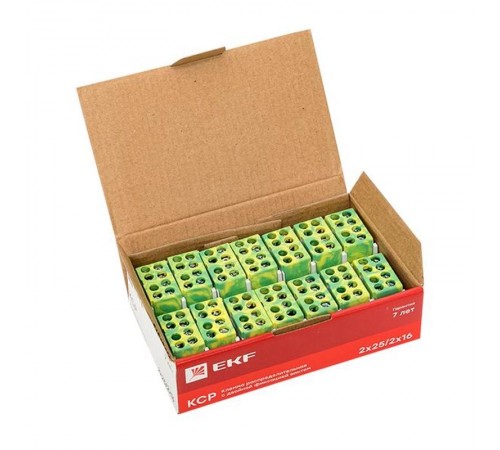 Клемма распределительная КСР с двойным винтом 2x25/2x16 желто-зеленая PROxima  ksr-2.25-2.16-y-green  EKF