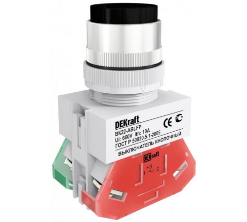 Выкл. кноп. ABLFP 22 мм Цвет:ЧЕРНЫЙ 220В ВK-22   25018DEK  DEKraft