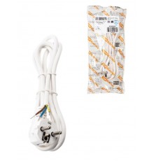 Шнур сетевой с вилкой ПВС 3x0,75мм2 5м с/з белый  SQ1305-0077  TDM