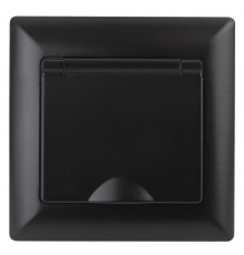 4-203-05 Intro Розетка 2P+E Schuko с крышкой, 16А-250В, СУ, Solo, антрацит  Б0043323  Intro