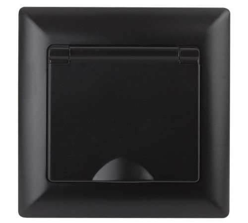 4-203-05 Intro Розетка 2P+E Schuko с крышкой, 16А-250В, СУ, Solo, антрацит  Б0043323  Intro