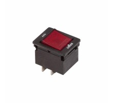 Выключатель - автомат клавишный 250V 10А (4с) RESET-OFF красный с подсветкой  36-2620  REXANT