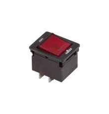 Выключатель - автомат клавишный 250V 10А (4с) RESET-OFF красный с подсветкой  36-2620  REXANT