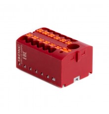 Блок распределительный, зажим push-in, 1 ввод 6 кв.мм, 12 точек подключения 2,5 кв.мм, красный  DTP1-112-104SPUR  DKC
