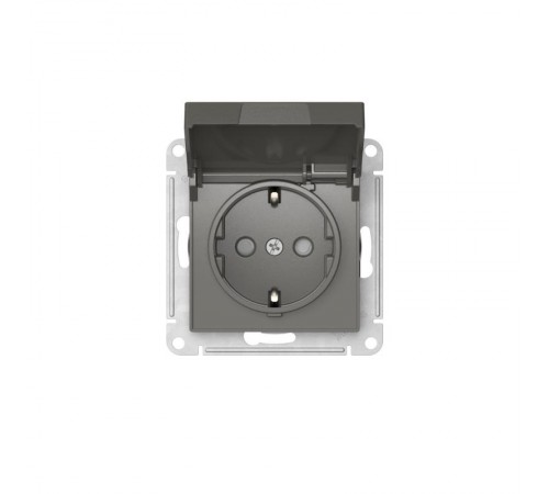 AtlasDesign Сталь Розетка с заземлением со шторками с крышкой,16А,IP20,механизм, быстрозажимные клеммы  ATN000946S  SE