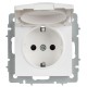 BRITE Розетка 1-местная с заземлением с защитными шторками и крышкой 16А IP20 РСбш10-3-БрАБ арктический белый   BR-R16-16-K91  IEK