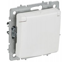 BRITE Розетка 1-местная с заземлением с защитными шторками и крышкой 16А IP20 РСбш10-3-БрАБ арктический белый   BR-R16-16-K91  IEK