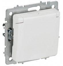 BRITE Розетка 1-местная с заземлением с защитными шторками и крышкой 16А IP20 РСбш10-3-БрАБ арктический белый   BR-R16-16-K91  IEK