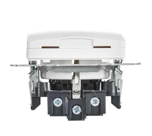 BRITE Розетка 1-местная с заземлением с защитными шторками и крышкой 16А IP20 РСбш10-3-БрАБ арктический белый   BR-R16-16-K91  IEK