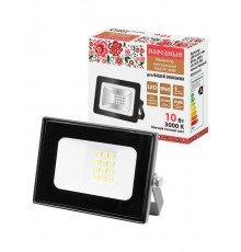 Прожектор СДО-05-010 10 Вт, 800 лм, 3000 К, 220-240 В, IP65, черный, Народный  SQ0336-0316  TDM