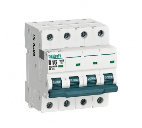 Выключатель автоматический четырехполюсный ВА-105 16А B 10кА  13141DEK  DEKraft