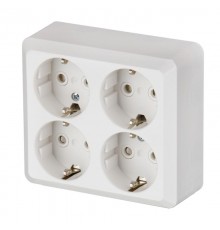 Розетка 4SCHUKO с заземлением, 16А / 250В, зажимные клеммы, наружный монтаж, серия Jussi, белый  404EA   2TKA001001G1  ABB