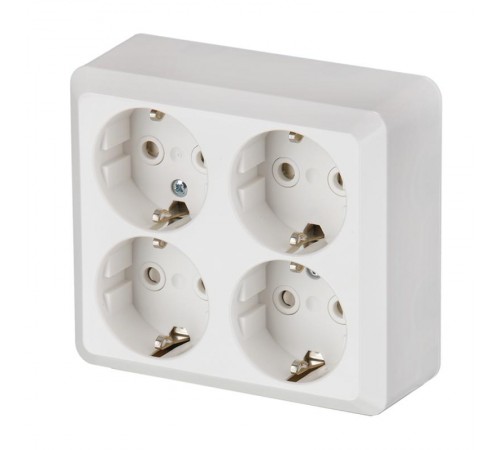 Розетка 4SCHUKO с заземлением, 16А / 250В, зажимные клеммы, наружный монтаж, серия Jussi, белый  404EA   2TKA001001G1  ABB