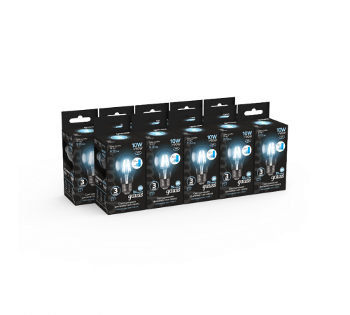 Лампа светодиодная Black LED Filament A60 E27 10W 970lm 4100К step dimmable  102802210-S  Gauss