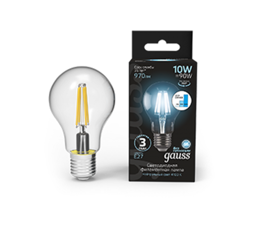 Лампа светодиодная Black LED Filament A60 E27 10W 970lm 4100К step dimmable  102802210-S  Gauss