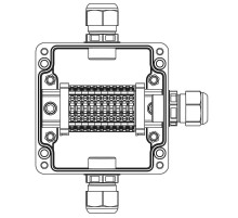 Взрывозащищенная клеммная коробка из полиэстера TBE-P-03-(10xCBC.4)-1xPACMP(A)-1xPACMP(C)-1xPACMP(D)1Ex e IIC Т5 Gb / Ex tb IIICT95°C Db IP66  1231.0