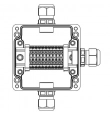 Взрывозащищенная клеммная коробка из полиэстера TBE-P-03-(10xCBC.4)-1xPACMP(A)-1xPACMP(C)-1xPACMP(D)1Ex e IIC Т5 Gb / Ex tb IIICT95°C Db IP66  1231.0
