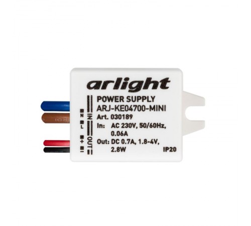 Блок питания ARJ-KE04700-MINI (2.8W, 700mA) (Arlight, IP20 Пластик, 5 лет)  030189  Arlight