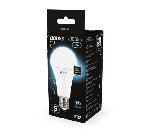 Лампа светодиодная Black LED A70 22W E27 1640lm 4100K  102502222  Gauss