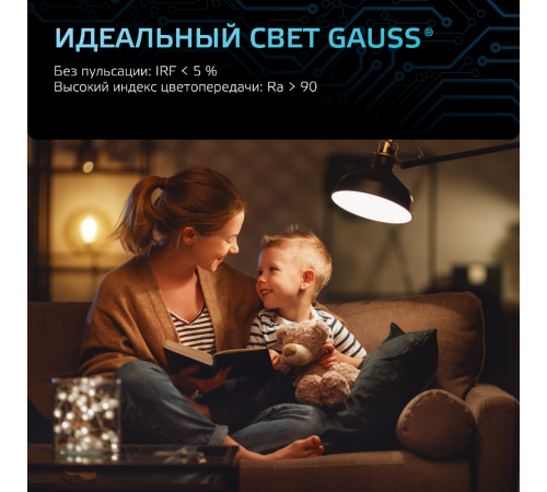 Лампа светодиодная Black LED G95 E27 16W 1400lm 4100K  105102216  Gauss