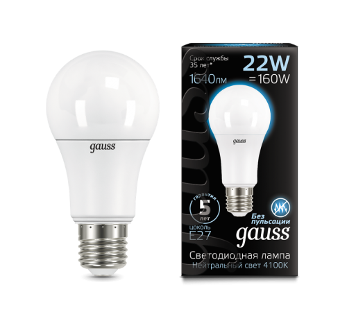 Лампа светодиодная Black LED A70 22W E27 1640lm 4100K  102502222  Gauss