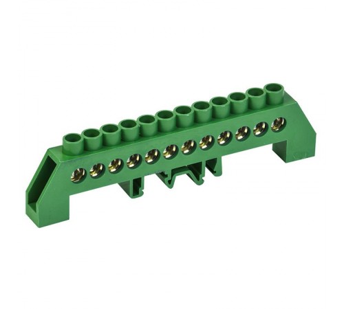 Шина PE "земля" в комбинированном зеленом изоляторе на DIN-рейку 6x9 мм 12 групп  11-2309  REXANT