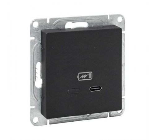 Механизм розетки USB-С, быстрая, чёрная Эпика EKF  UP1-SOB-USBCF  EKF