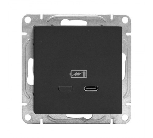 Механизм розетки USB-С, быстрая, чёрная Эпика EKF  UP1-SOB-USBCF  EKF