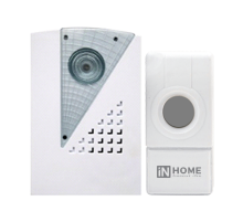 Звонок беспроводной ЗБ-7 32 мелодии 120м с кнопкой IP44 бело-серый  4690612013350  IN HOME