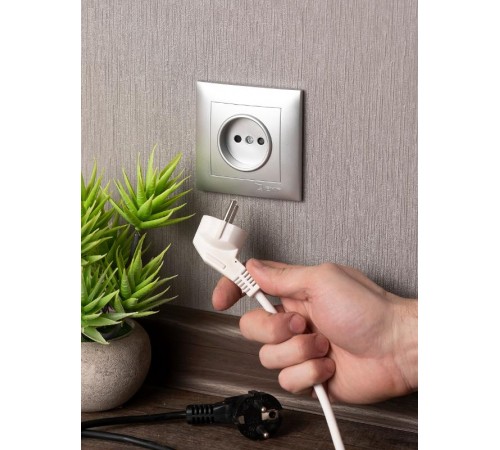 Валенсия лицевая панель розетки 1-местной б/з 10 А сталь с защ. штор. EKF PROxima   ESR10-L-022-30   EKF