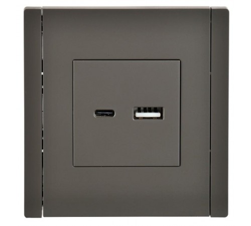 FORTE&PIANO Розетка USB A+C 3,1А FP350 серый  FP-U22-D31-K03  IEK